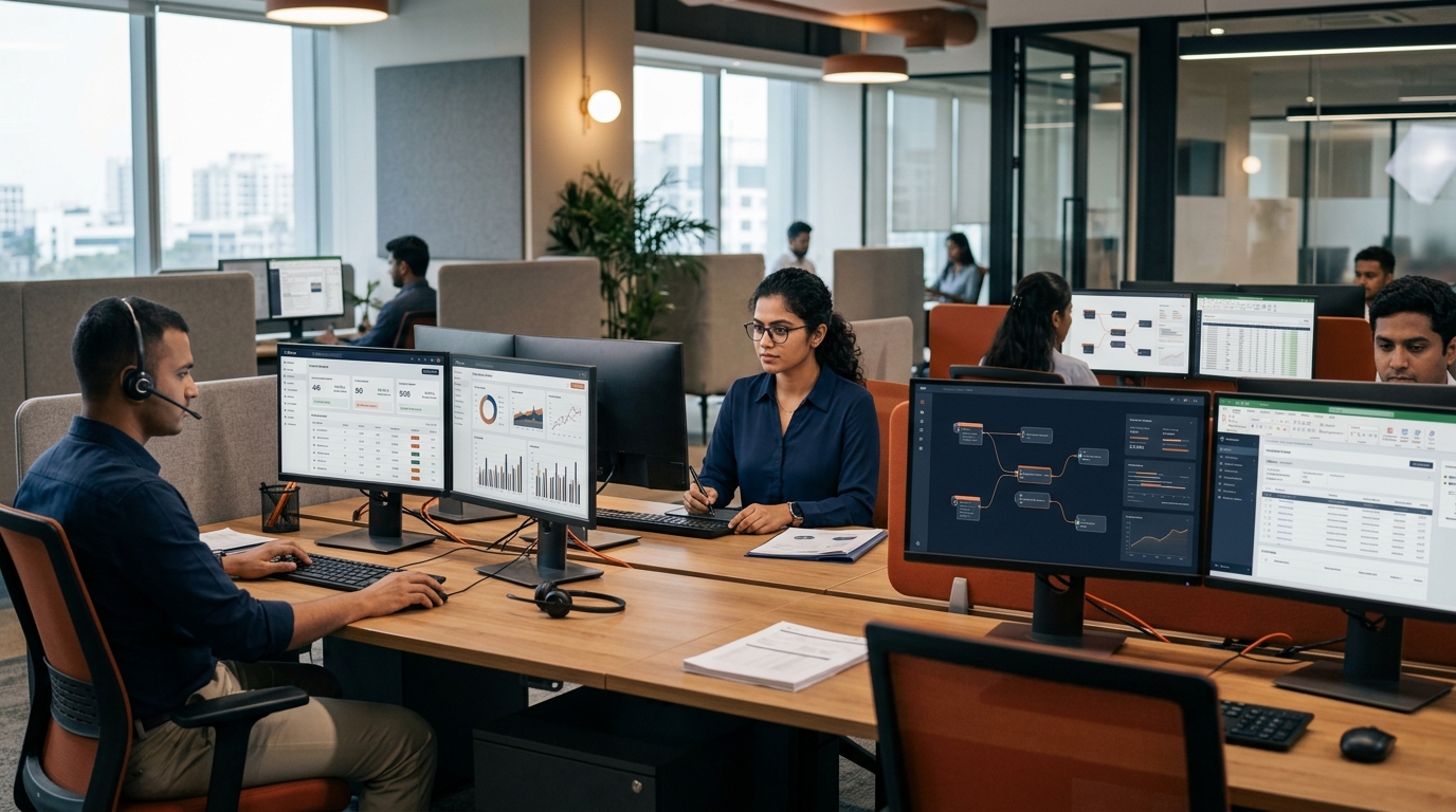 Indian BPO team managing technology-enabled back-office operations